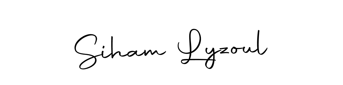 Make a beautiful signature design for name Siham Lyzoul. With this signature (Autography-DOLnW) style, you can create a handwritten signature for free. Siham Lyzoul signature style 10 images and pictures png