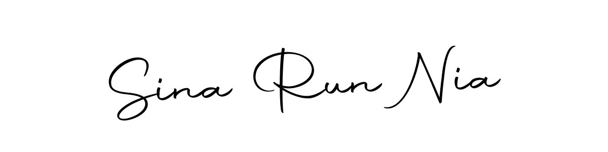 How to make Sina Run Nia name signature. Use Autography-DOLnW style for creating short signs online. This is the latest handwritten sign. Sina Run Nia signature style 10 images and pictures png