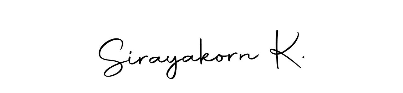 Similarly Autography-DOLnW is the best handwritten signature design. Signature creator online .You can use it as an online autograph creator for name Sirayakorn K.. Sirayakorn K. signature style 10 images and pictures png