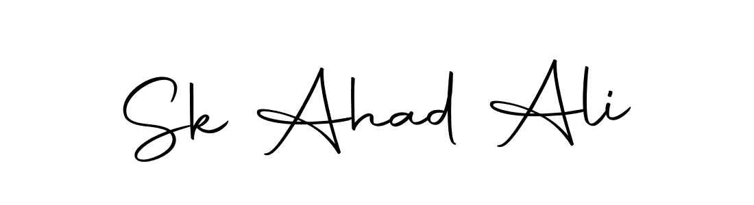 How to make Sk Ahad Ali name signature. Use Autography-DOLnW style for creating short signs online. This is the latest handwritten sign. Sk Ahad Ali signature style 10 images and pictures png