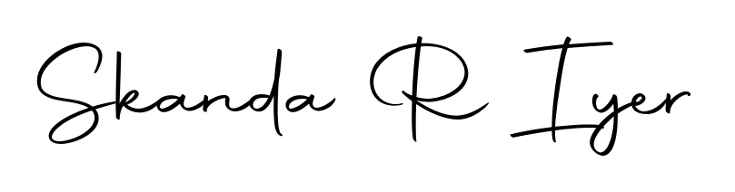 The Autography-DOLnW font transforms the name Skanda R Iyer into an executive sign with sharp precision and distinguished character. Skanda R Iyer signature style 10 images and pictures png