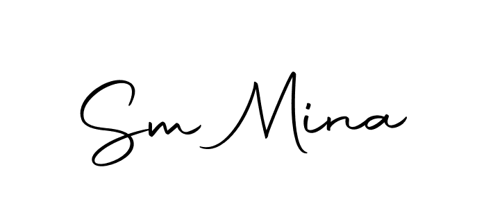 How to make Sm Mina name signature. Use Autography-DOLnW style for creating short signs online. This is the latest handwritten sign. Sm Mina signature style 10 images and pictures png