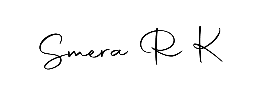 The best way (Autography-DOLnW) to make a short signature is to pick only two or three words in your name. The name Smera R K include a total of six letters. For converting this name. Smera R K signature style 10 images and pictures png