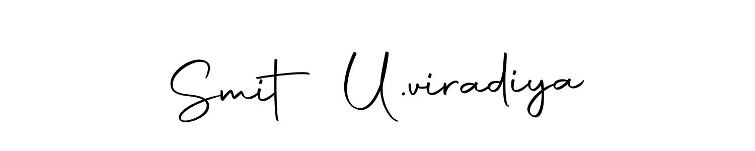 How to make Smit U.viradiya name signature. Use Autography-DOLnW style for creating short signs online. This is the latest handwritten sign. Smit U.viradiya signature style 10 images and pictures png