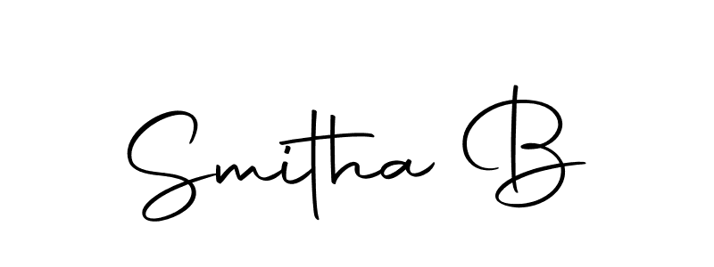 How to make Smitha B name signature. Use Autography-DOLnW style for creating short signs online. This is the latest handwritten sign. Smitha B signature style 10 images and pictures png