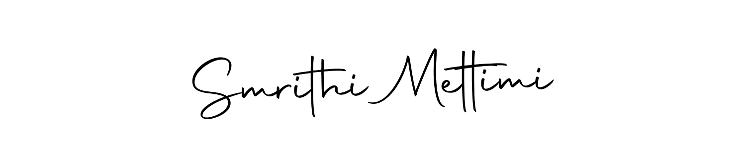 How to make Smrithi Mettimi name signature. Use Autography-DOLnW style for creating short signs online. This is the latest handwritten sign. Smrithi Mettimi signature style 10 images and pictures png