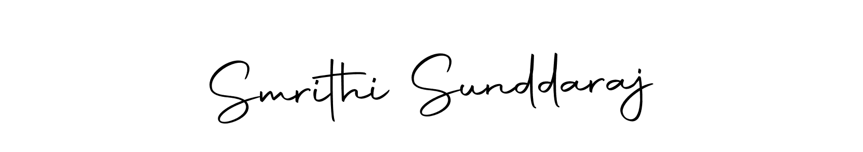 How to make Smrithi Sunddaraj name signature. Use Autography-DOLnW style for creating short signs online. This is the latest handwritten sign. Smrithi Sunddaraj signature style 10 images and pictures png