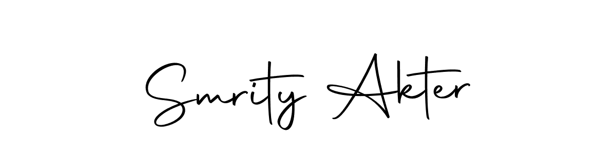 Create a beautiful signature design for name Smrity Akter. With this signature (Autography-DOLnW) fonts, you can make a handwritten signature for free. Smrity Akter signature style 10 images and pictures png