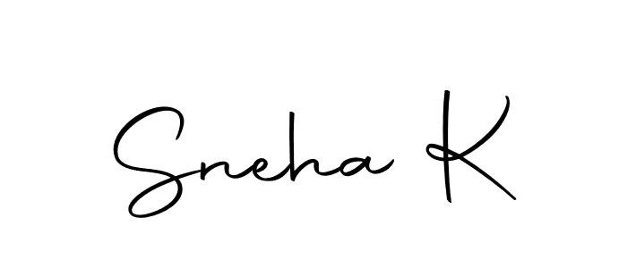 How to make Sneha K name signature. Use Autography-DOLnW style for creating short signs online. This is the latest handwritten sign. Sneha K signature style 10 images and pictures png