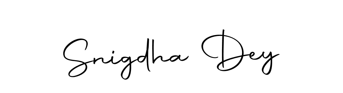 How to make Snigdha Dey name signature. Use Autography-DOLnW style for creating short signs online. This is the latest handwritten sign. Snigdha Dey signature style 10 images and pictures png