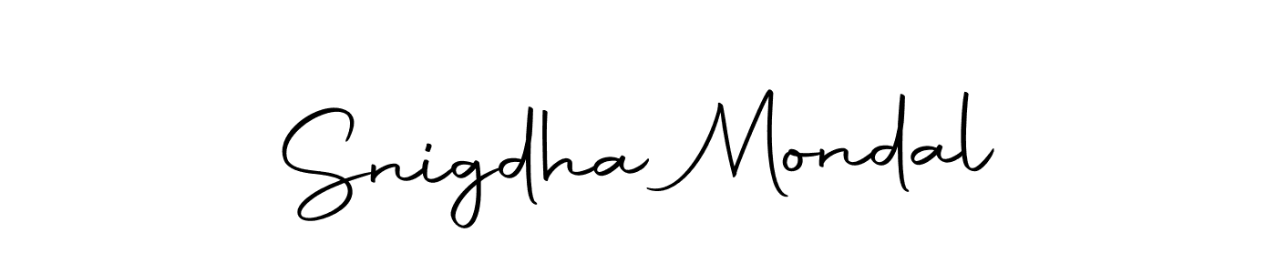 How to make Snigdha Mondal name signature. Use Autography-DOLnW style for creating short signs online. This is the latest handwritten sign. Snigdha Mondal signature style 10 images and pictures png