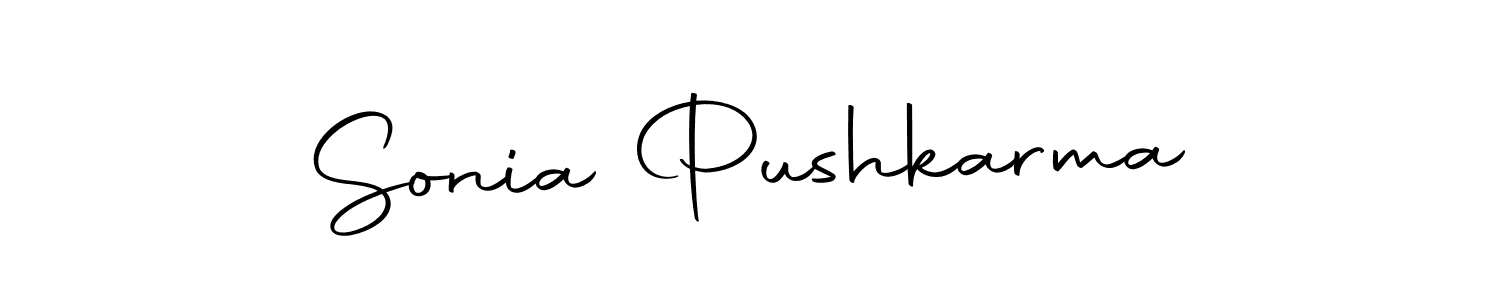 How to make Sonia Pushkarma name signature. Use Autography-DOLnW style for creating short signs online. This is the latest handwritten sign. Sonia Pushkarma signature style 10 images and pictures png