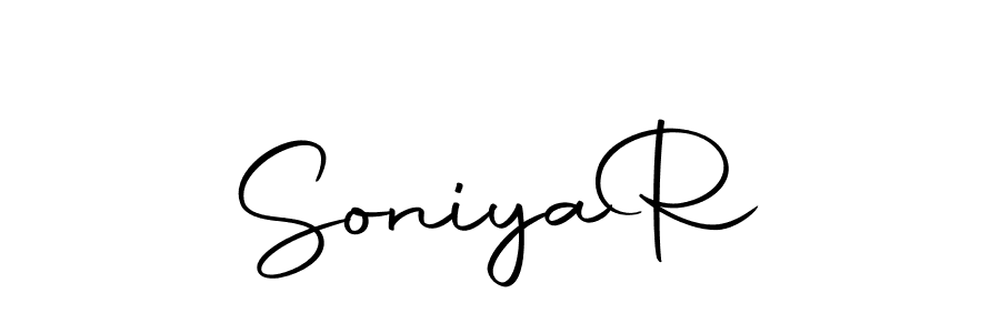 This is the best signature style for the Soniya  R name. Also you like these signature font (Autography-DOLnW). Mix name signature. Soniya  R signature style 10 images and pictures png