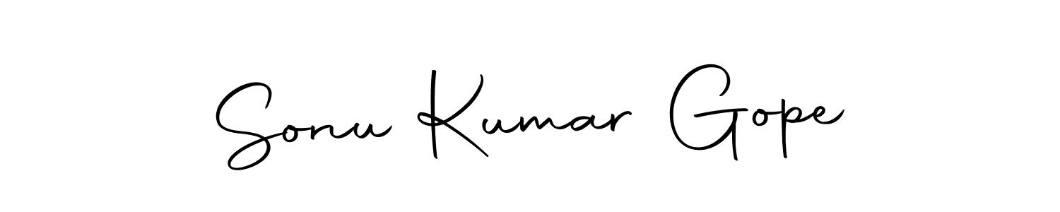 How to make Sonu Kumar Gope name signature. Use Autography-DOLnW style for creating short signs online. This is the latest handwritten sign. Sonu Kumar Gope signature style 10 images and pictures png