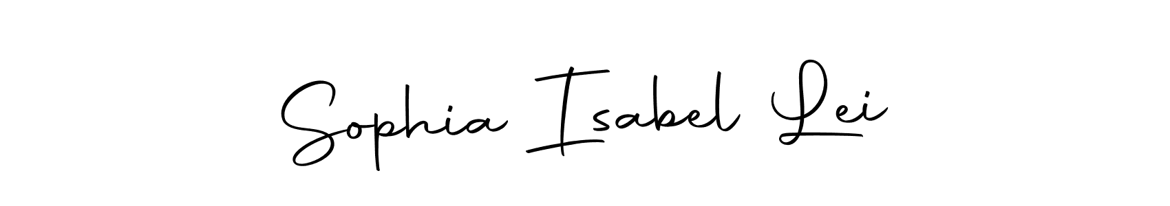 How to make Sophia Isabel Lei name signature. Use Autography-DOLnW style for creating short signs online. This is the latest handwritten sign. Sophia Isabel Lei signature style 10 images and pictures png