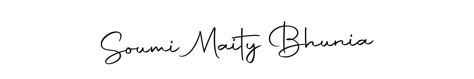 How to make Soumi Maity Bhunia name signature. Use Autography-DOLnW style for creating short signs online. This is the latest handwritten sign. Soumi Maity Bhunia signature style 10 images and pictures png
