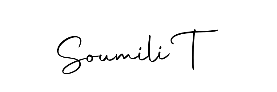 The best way (Autography-DOLnW) to make a short signature is to pick only two or three words in your name. The name Soumili T include a total of six letters. For converting this name. Soumili T signature style 10 images and pictures png