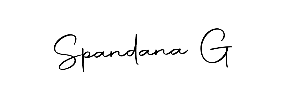 How to make Spandana G name signature. Use Autography-DOLnW style for creating short signs online. This is the latest handwritten sign. Spandana G signature style 10 images and pictures png