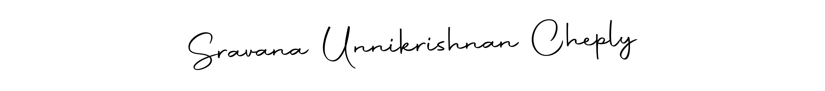 The best way (Autography-DOLnW) to make a short signature is to pick only two or three words in your name. The name Sravana Unnikrishnan Cheply include a total of six letters. For converting this name. Sravana Unnikrishnan Cheply signature style 10 images and pictures png