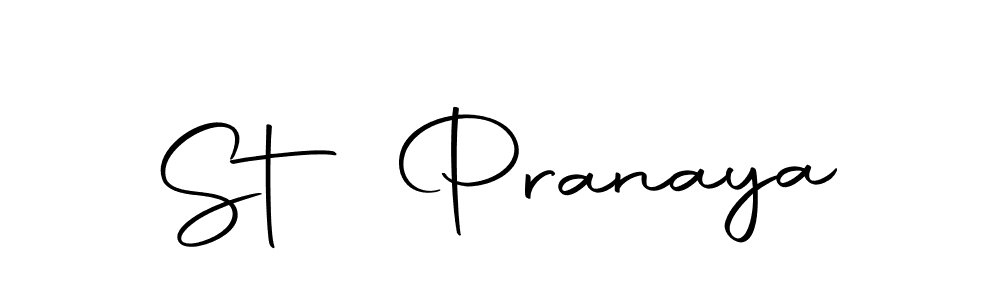 Design your own signature with our free online signature maker. With this signature software, you can create a handwritten (Autography-DOLnW) signature for name St Pranaya. St Pranaya signature style 10 images and pictures png