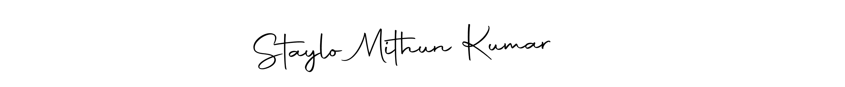 How to make Staylo Mithun Kumar ⏩❤️ name signature. Use Autography-DOLnW style for creating short signs online. This is the latest handwritten sign. Staylo Mithun Kumar ⏩❤️ signature style 10 images and pictures png