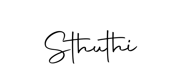Create a beautiful signature design for name Sthuthi. With this signature (Autography-DOLnW) fonts, you can make a handwritten signature for free. Sthuthi signature style 10 images and pictures png