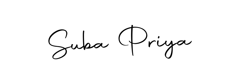 The best way (Autography-DOLnW) to make a short signature is to pick only two or three words in your name. The name Suba Priya include a total of six letters. For converting this name. Suba Priya signature style 10 images and pictures png