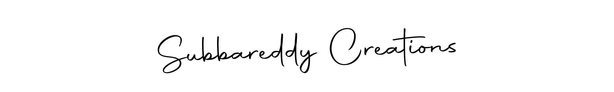 How to make Subbareddy Creations name signature. Use Autography-DOLnW style for creating short signs online. This is the latest handwritten sign. Subbareddy Creations signature style 10 images and pictures png