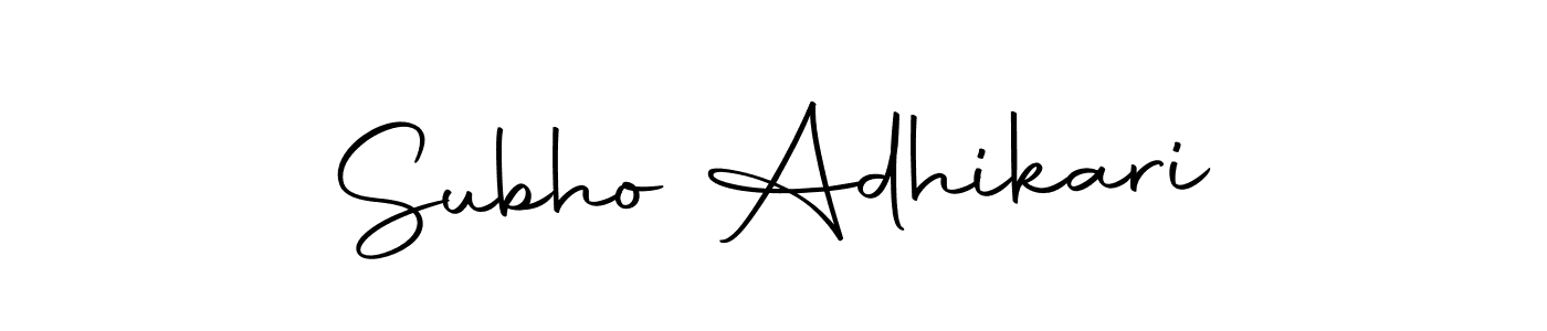 You should practise on your own different ways (Autography-DOLnW) to write your name (Subho Adhikari) in signature. don't let someone else do it for you. Subho Adhikari signature style 10 images and pictures png