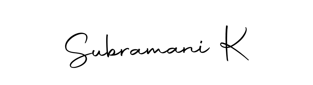Make a beautiful signature design for name Subramani K. With this signature (Autography-DOLnW) style, you can create a handwritten signature for free. Subramani K signature style 10 images and pictures png