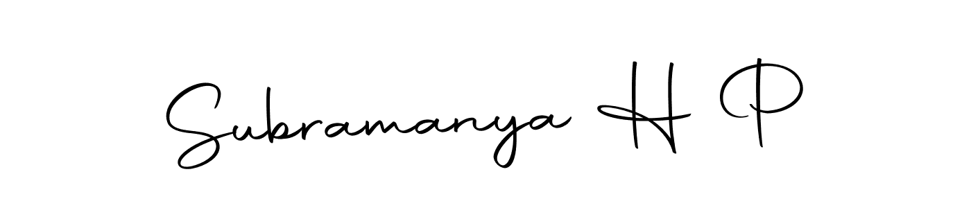 Use a signature maker to create a handwritten signature online. With this signature software, you can design (Autography-DOLnW) your own signature for name Subramanya H P. Subramanya H P signature style 10 images and pictures png