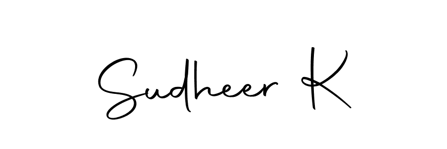 How to make Sudheer K name signature. Use Autography-DOLnW style for creating short signs online. This is the latest handwritten sign. Sudheer K signature style 10 images and pictures png