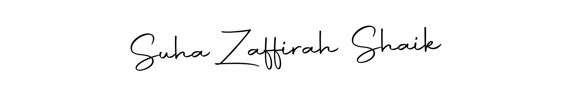 Make a short Suha Zaffirah Shaik signature style. Manage your documents anywhere anytime using Autography-DOLnW. Create and add eSignatures, submit forms, share and send files easily. Suha Zaffirah Shaik signature style 10 images and pictures png