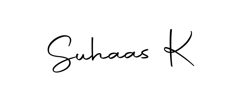 Use a signature maker to create a handwritten signature online. With this signature software, you can design (Autography-DOLnW) your own signature for name Suhaas K. Suhaas K signature style 10 images and pictures png
