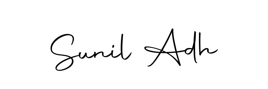 How to make Sunil Adh name signature. Use Autography-DOLnW style for creating short signs online. This is the latest handwritten sign. Sunil Adh signature style 10 images and pictures png