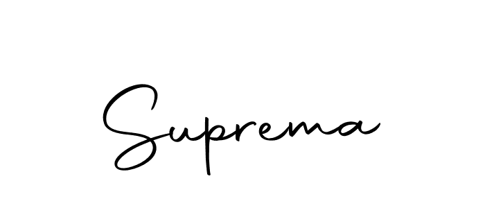 Design your own signature with our free online signature maker. With this signature software, you can create a handwritten (Autography-DOLnW) signature for name Suprema. Suprema signature style 10 images and pictures png
