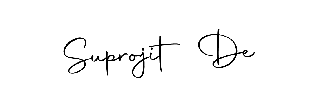 Design your own signature with our free online signature maker. With this signature software, you can create a handwritten (Autography-DOLnW) signature for name Suprojit De. Suprojit De signature style 10 images and pictures png