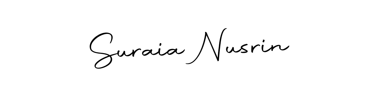 How to make Suraia Nusrin name signature. Use Autography-DOLnW style for creating short signs online. This is the latest handwritten sign. Suraia Nusrin signature style 10 images and pictures png