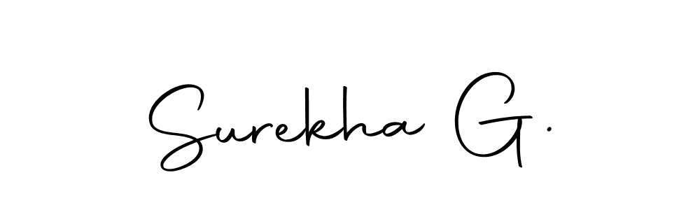 You should practise on your own different ways (Autography-DOLnW) to write your name (Surekha G.) in signature. don't let someone else do it for you. Surekha G. signature style 10 images and pictures png