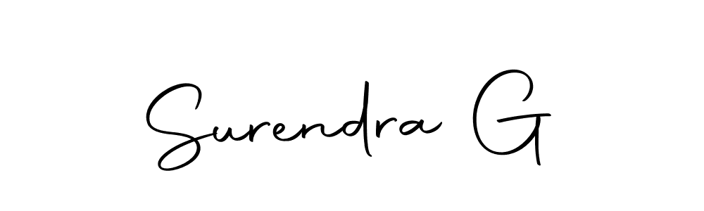 How to make Surendra G name signature. Use Autography-DOLnW style for creating short signs online. This is the latest handwritten sign. Surendra G signature style 10 images and pictures png