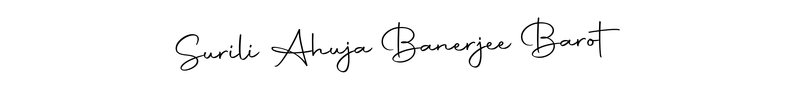 Make a beautiful signature design for name Surili Ahuja Banerjee Barot. Use this online signature maker to create a handwritten signature for free. Surili Ahuja Banerjee Barot signature style 10 images and pictures png