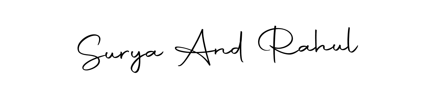 You can use this online signature creator to create a handwritten signature for the name Surya And Rahul. This is the best online autograph maker. Surya And Rahul signature style 10 images and pictures png