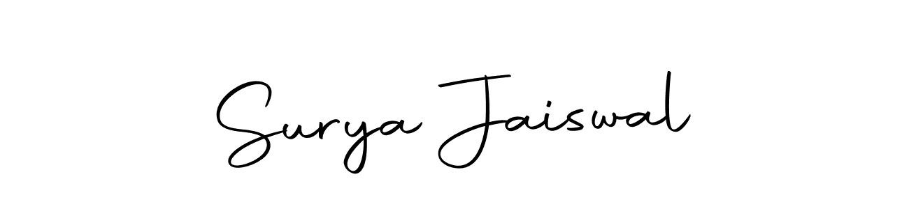 How to make Surya Jaiswal name signature. Use Autography-DOLnW style for creating short signs online. This is the latest handwritten sign. Surya Jaiswal signature style 10 images and pictures png