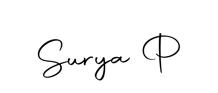 Make a beautiful signature design for name Surya P. Use this online signature maker to create a handwritten signature for free. Surya P signature style 10 images and pictures png