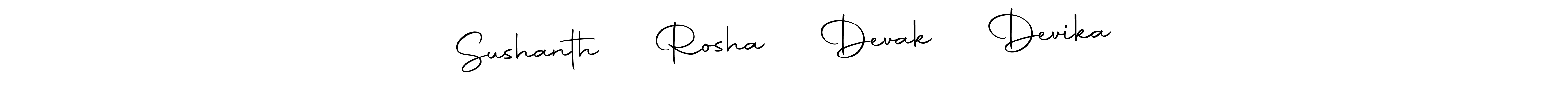 How to make Sushanth ♡︎ Rosha ♡︎ Devak ♡︎ Devika name signature. Use Autography-DOLnW style for creating short signs online. This is the latest handwritten sign. Sushanth ♡︎ Rosha ♡︎ Devak ♡︎ Devika signature style 10 images and pictures png