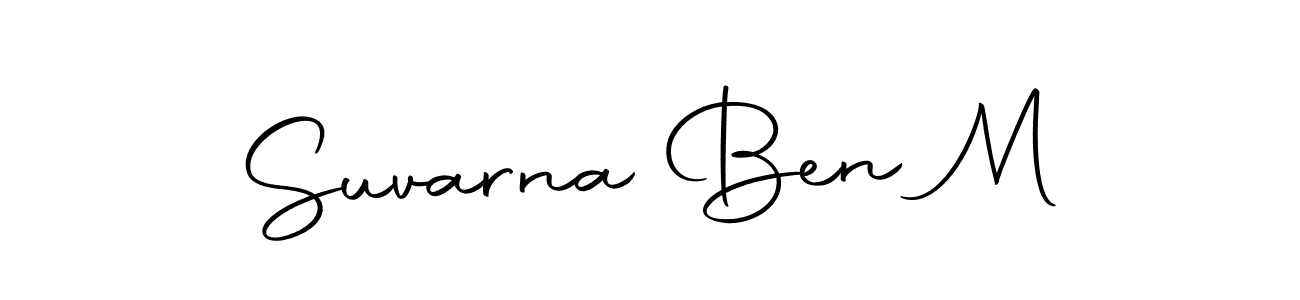 How to make Suvarna Ben M name signature. Use Autography-DOLnW style for creating short signs online. This is the latest handwritten sign. Suvarna Ben M signature style 10 images and pictures png