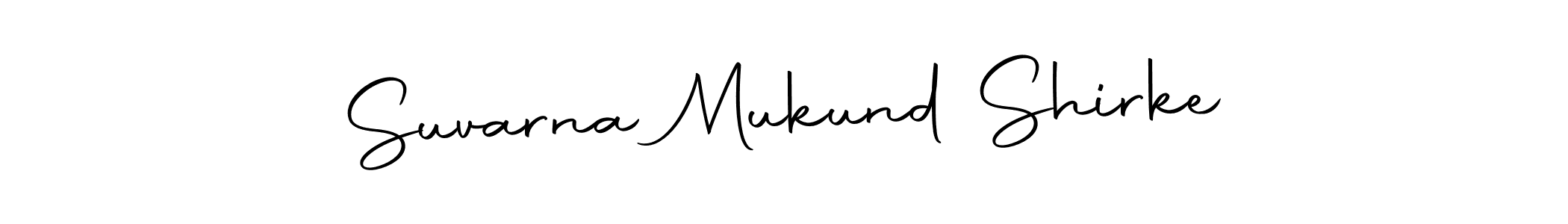How to make Suvarna Mukund Shirke name signature. Use Autography-DOLnW style for creating short signs online. This is the latest handwritten sign. Suvarna Mukund Shirke signature style 10 images and pictures png