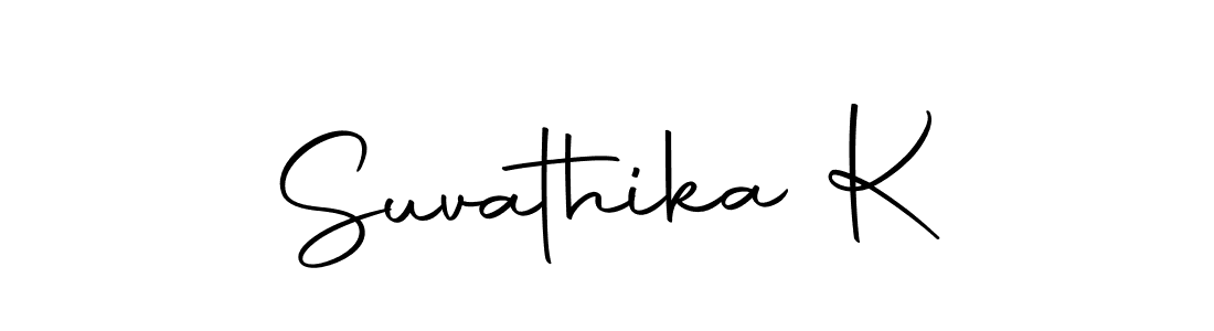 Use a signature maker to create a handwritten signature online. With this signature software, you can design (Autography-DOLnW) your own signature for name Suvathika K. Suvathika K signature style 10 images and pictures png