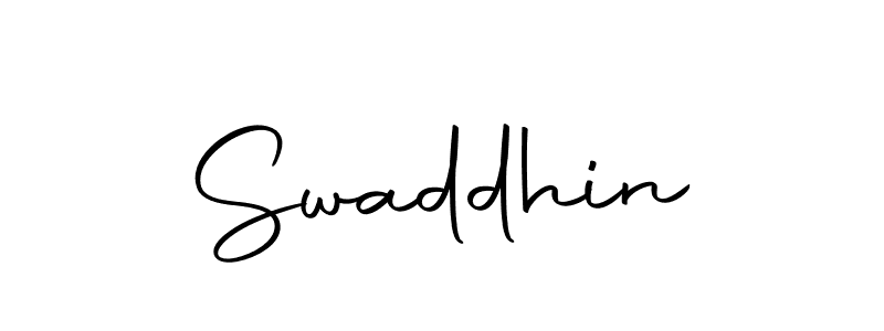 Similarly Autography-DOLnW is the best handwritten signature design. Signature creator online .You can use it as an online autograph creator for name Swaddhin. Swaddhin signature style 10 images and pictures png