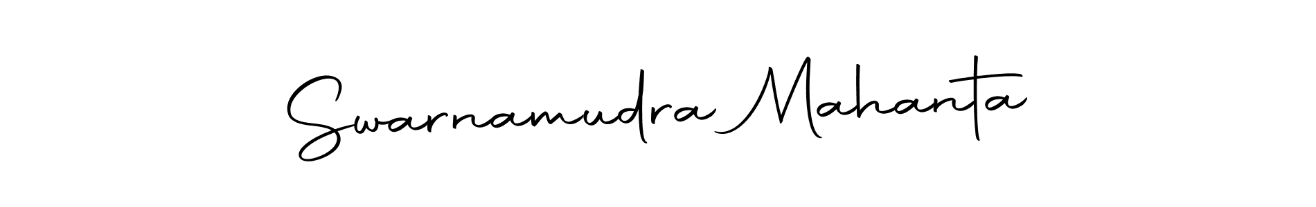 The best way (Autography-DOLnW) to make a short signature is to pick only two or three words in your name. The name Swarnamudra Mahanta include a total of six letters. For converting this name. Swarnamudra Mahanta signature style 10 images and pictures png